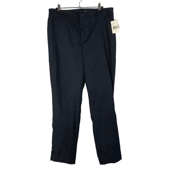 Kut from the Kloth Pants - Kut From the Kloth Navy Blue Straight Leg Textured Dress Pants 10